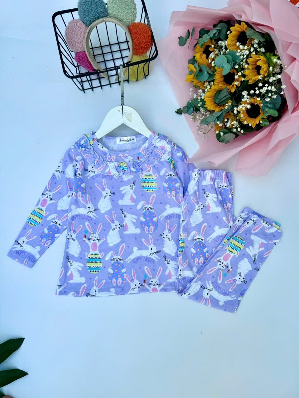Đồ bộ bé gái, bộ bé gái dài tay size đại thun cotton borrip cổ bèo Jennie kids J344 - 4
