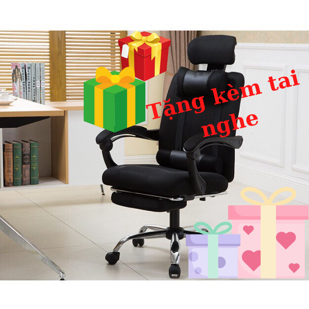 Ghế văn phòng, làm việc, tựa lưng, gác chân cao cấp TẶNG KÈM tai nghe