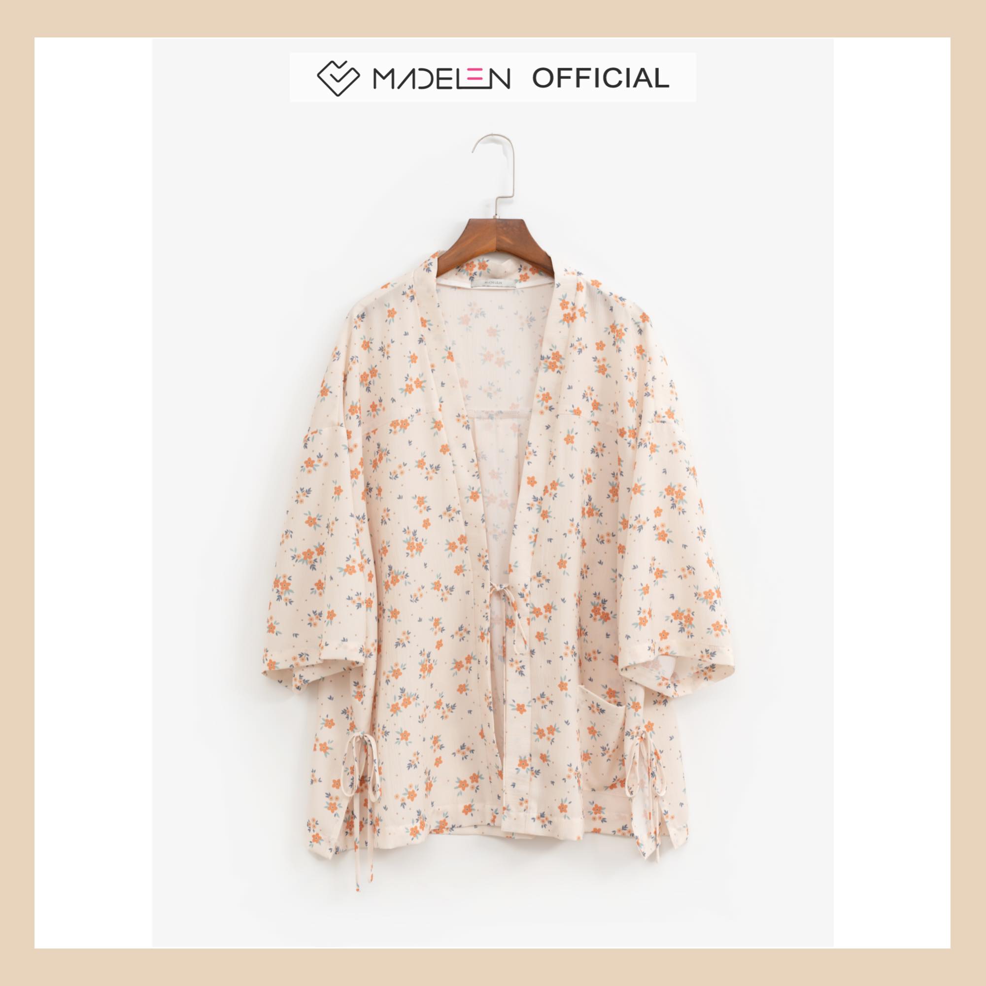 Áo kimono hoa nơ - cam madelen