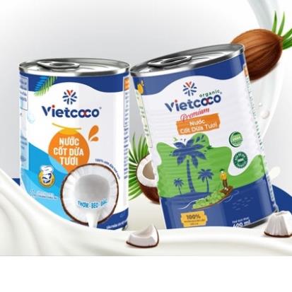 Nước cốt dừa Vietcoco 22% độ béo lon 400ml đậm đặc