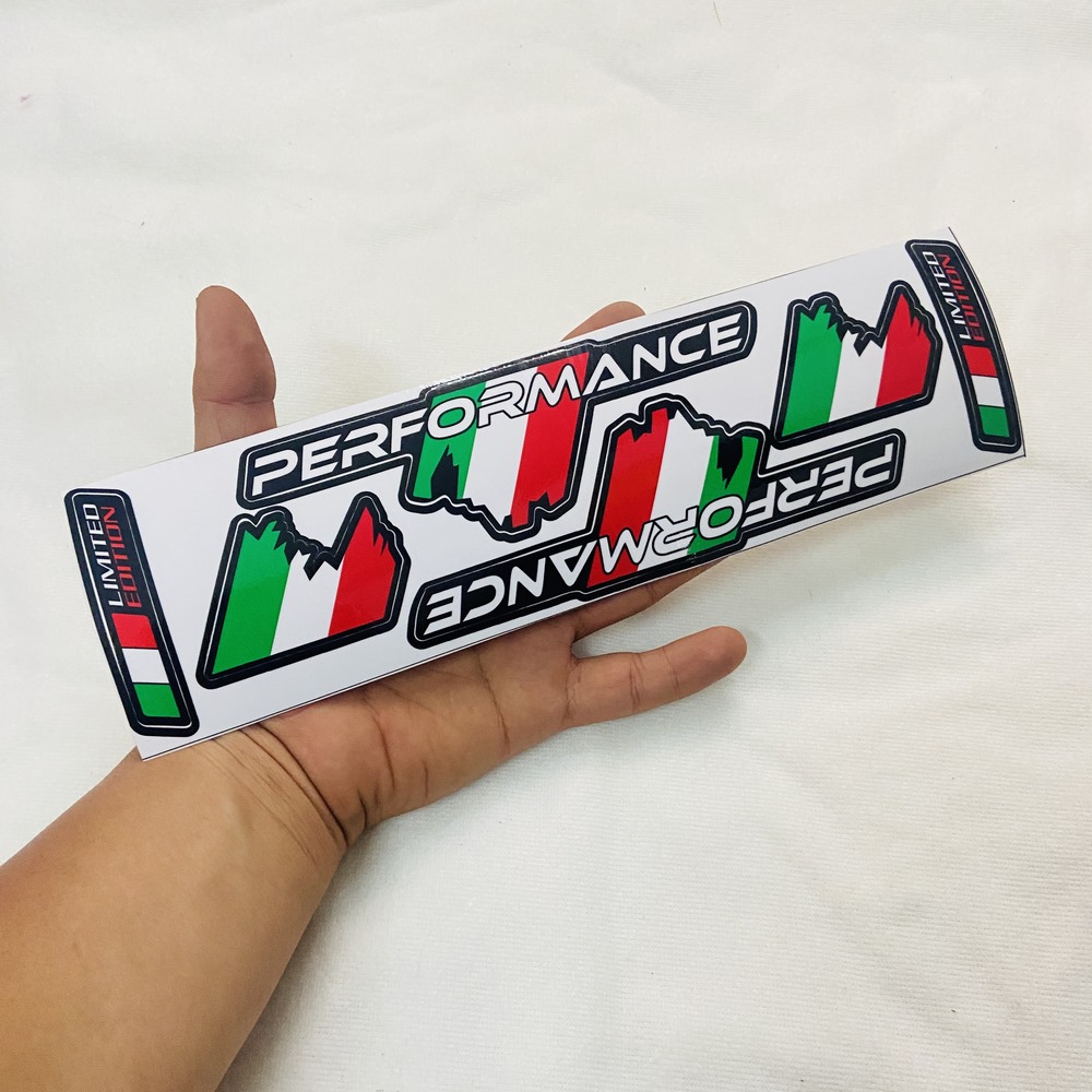 TEM CHỮ PERFORMANTE 3 SỌC CHỮ TRẮNG TRANG TRÍ XE SIÊU CHẤT- CỜ Ý