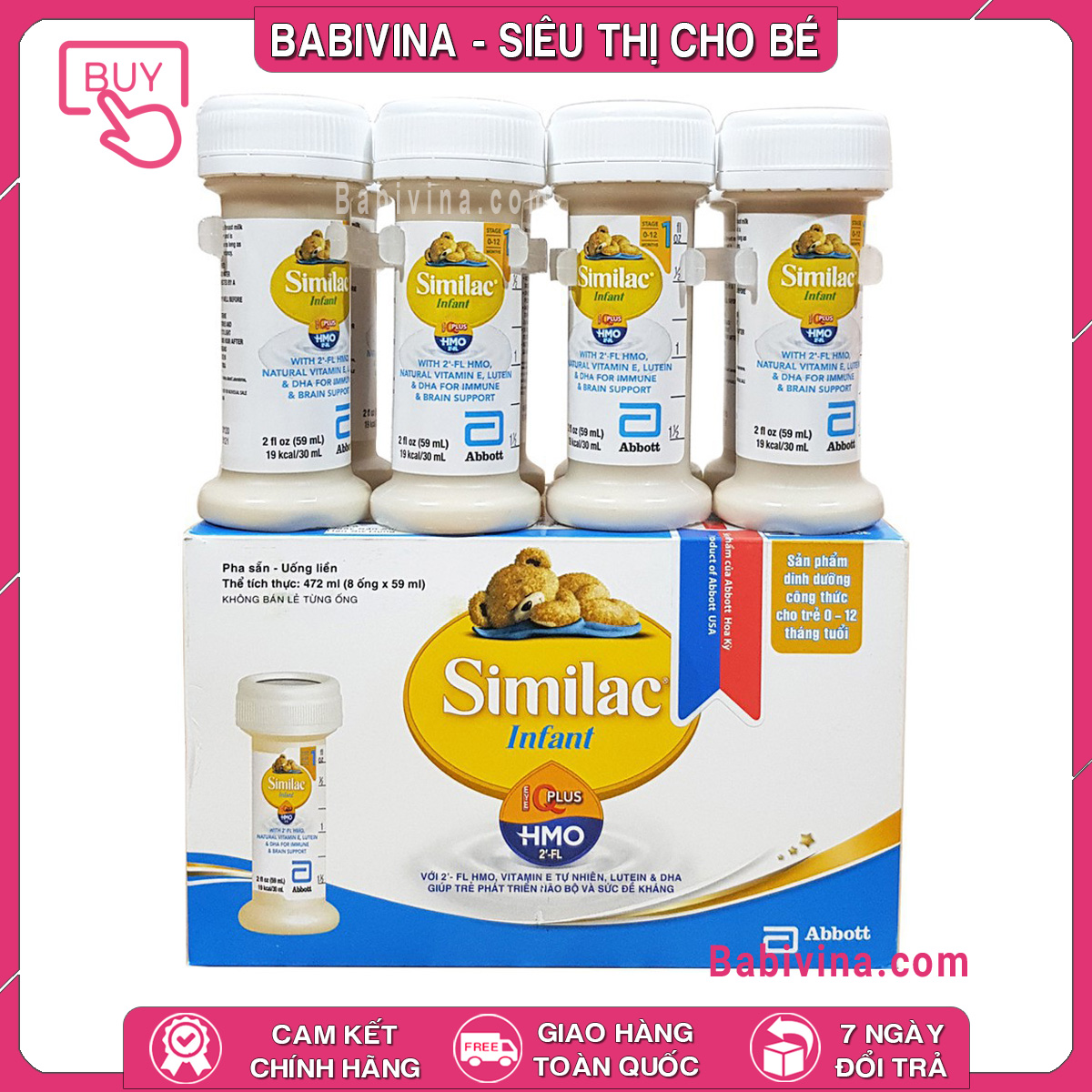 [CHÍNH HÃNG] Sữa Similac Nước Infant 19 kcal 59ml, Thùng 48 Ống | Trẻ 0-12 Tháng Tuổi | Phát Triển Trí Não, Sức Đề Kháng, Hệ Xương Chắc Khỏe... | Date Mới Nhất, Giá Tốt Nhất | Babivina