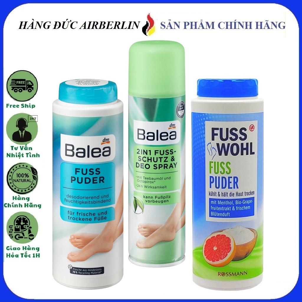 Bột khử mùi ,Xịt khử mùi hôi chân Balea, hôi giày Balea – Fuss Wohl 100g