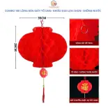 Combo 100 Lồng Đèn Đỏ Treo Tết Tổ Ong Trang Trí Tết  Đám Cưới, Size 15- 20- 25- 30- 35- 40, Chất Liệu Chống Thấm Nước