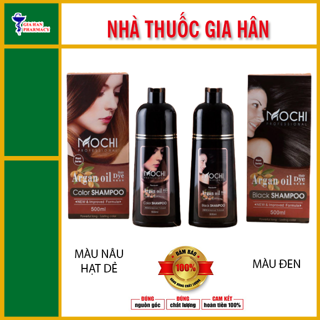 [HCM]Dầu Gội Phủ Bạc Mochi 500ml - DẦU GỘI NHUỘM TÓC - Màu Đen/Nâu Hạt Dẻ