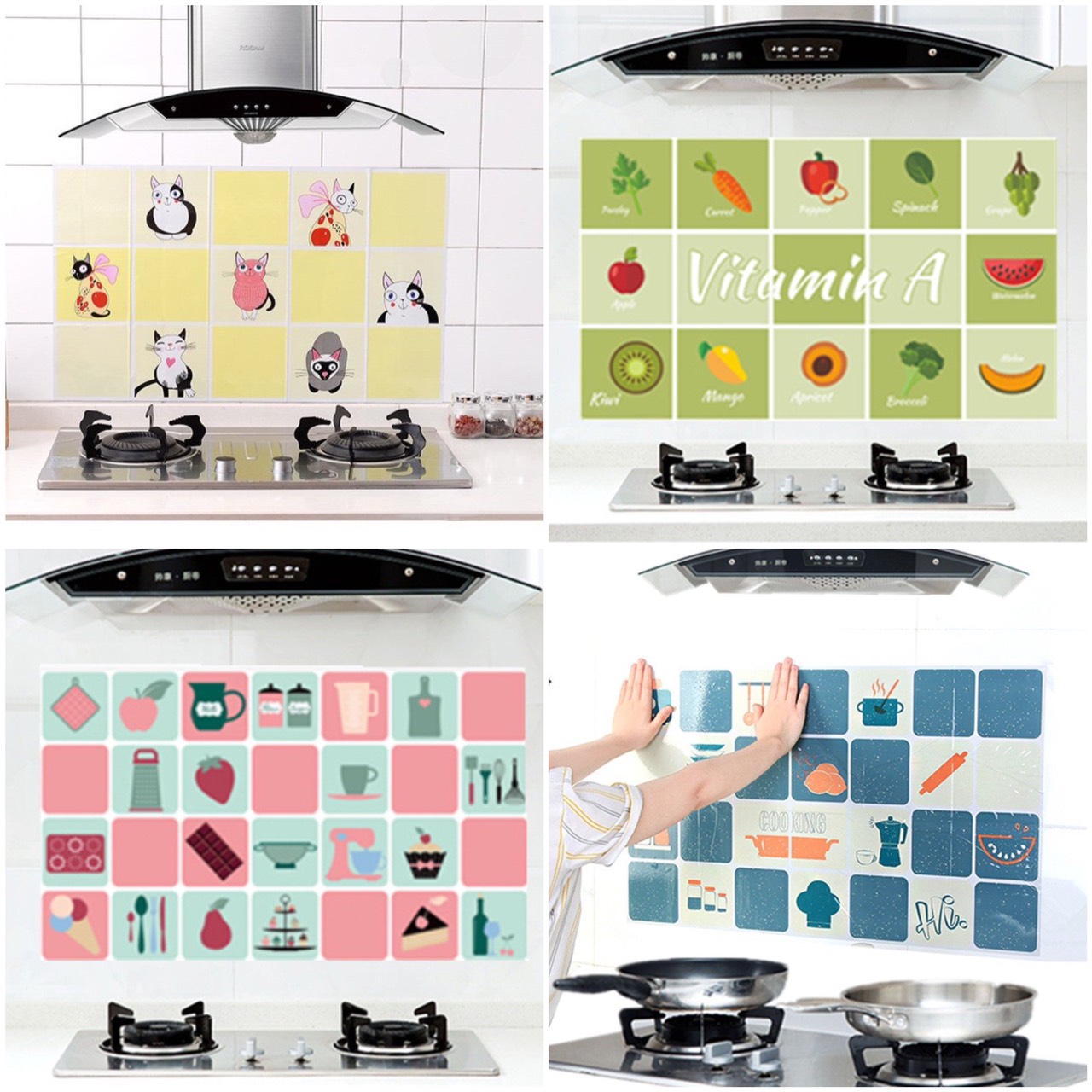 Tấm Decal Dán Tường Nhà Bếp Tráng Nhôm Cách Nhiệt Chống Dầu Mỡ 45X75CM MẪU VUÔNG BỰ