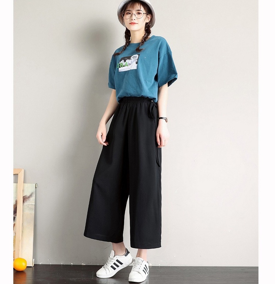 🍓🍓 siêu hot 🍓🍓 quần ống rộng culottes cạp cao eo thắt dây form rộng dáng lửng g5