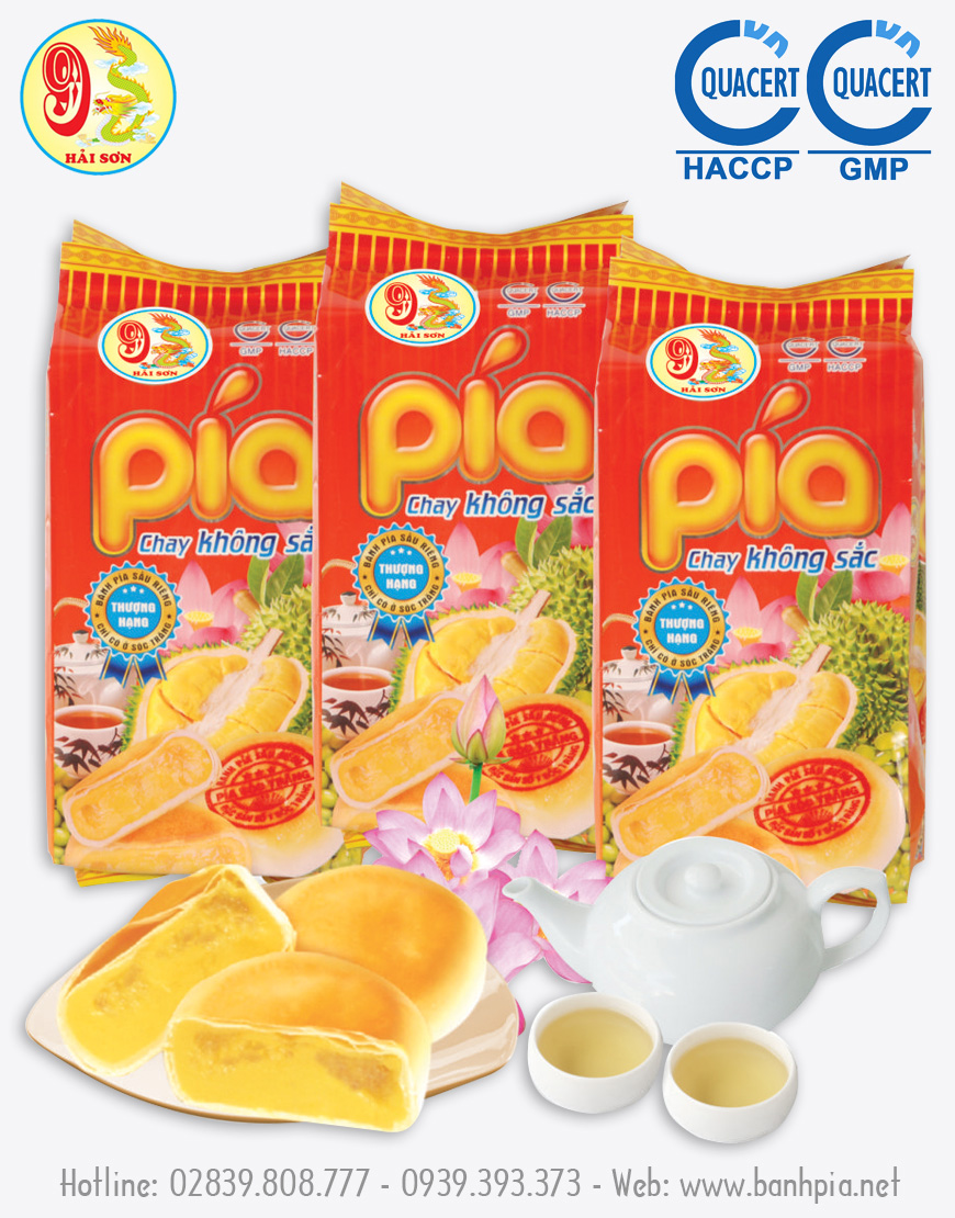 Bánh pía đậu xanh sầu riêng chay không sắc
