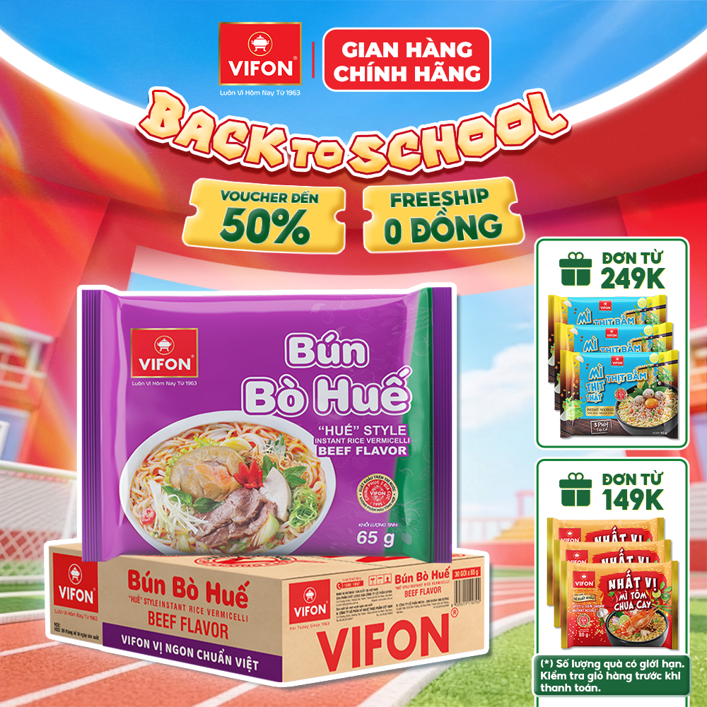 Thùng 30 gói/ set 5 gói bún bò huế vifon 65g