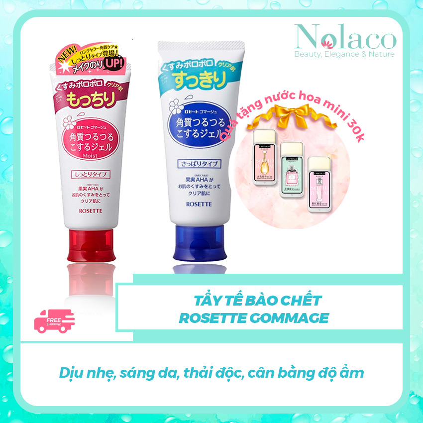 Tẩy tế bào chết Rosette Gommage + Tặng kèm nước hoa khô mini 30k + Dịu nhẹ, sáng da, thải độc, cân bằng độ ẩm + NOLACO