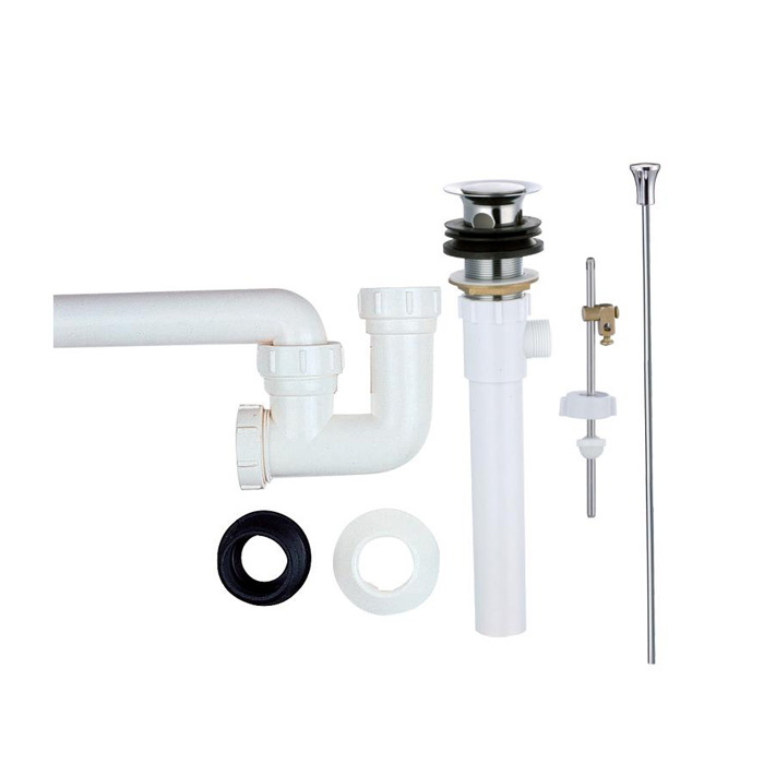 Bộ xi phông chậu rửa tay xả cần giật, nhựa đầu inox 304 chính hãng Caesar BF604