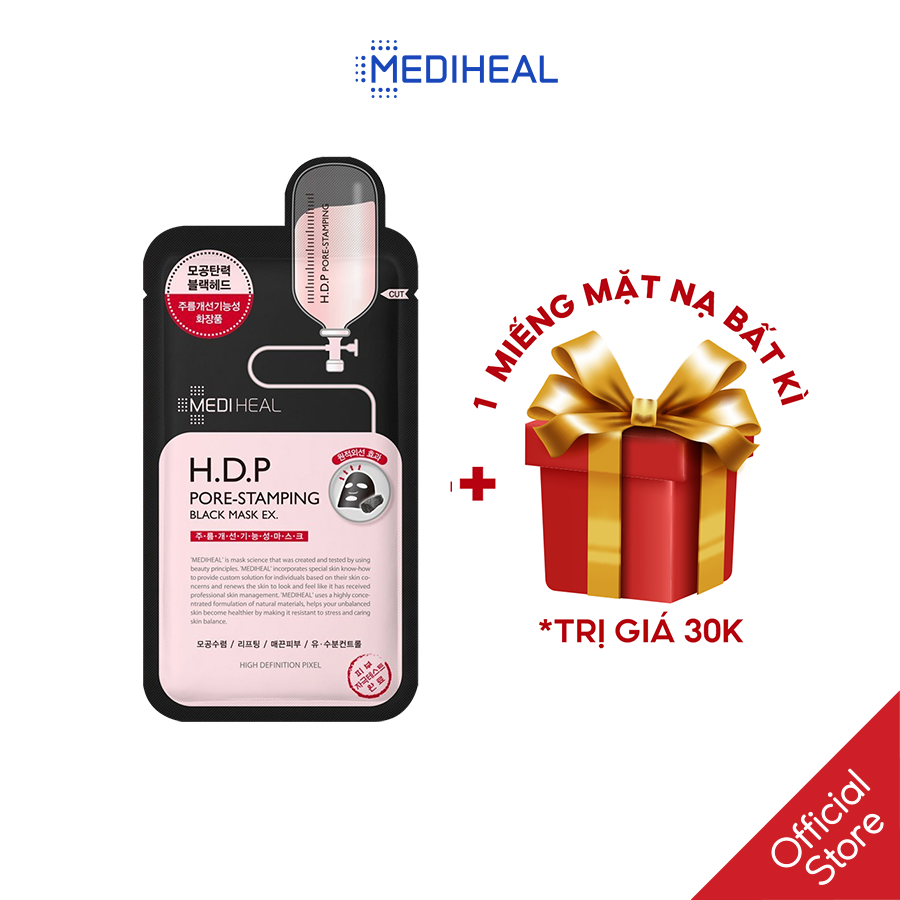 Mặt nạ than hoạt tính mediheal h.d.p pore stamping black mask ex