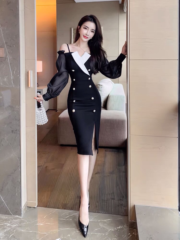 Đầm body nữ xẻ đùi quyến rũ, đầm body thiết kế dự tiệc chất umi cao cấp, mặc 2 kiểu linh hoạt, khí chất