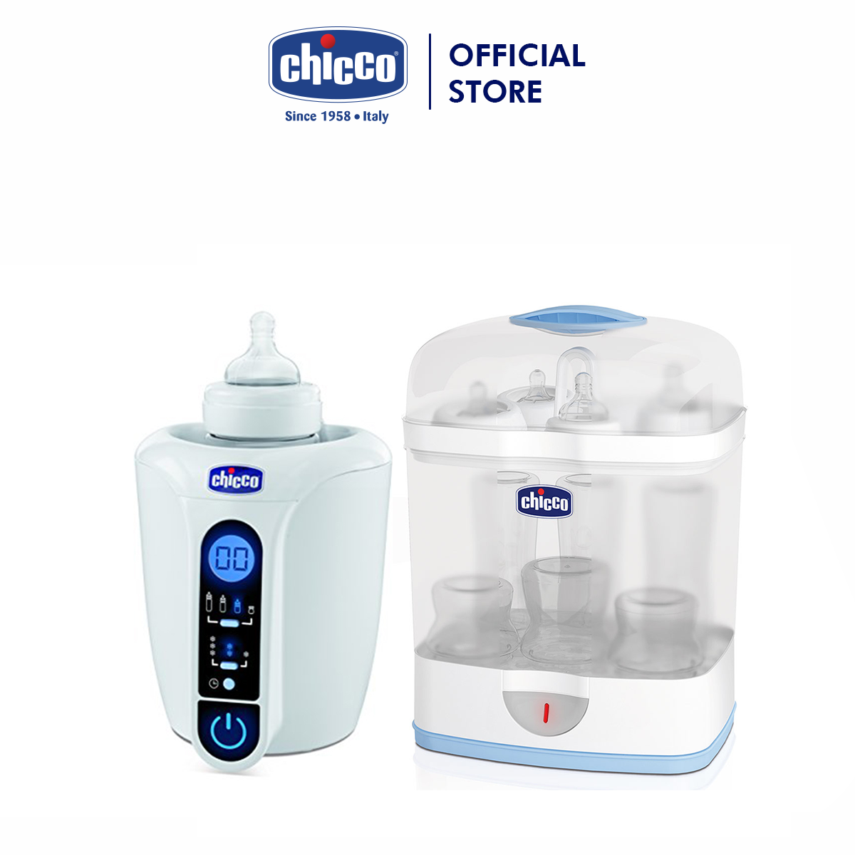 Combo Máy tiệt trùng 2in1 + Máy hâm sữa điện tử 7390 Chicco