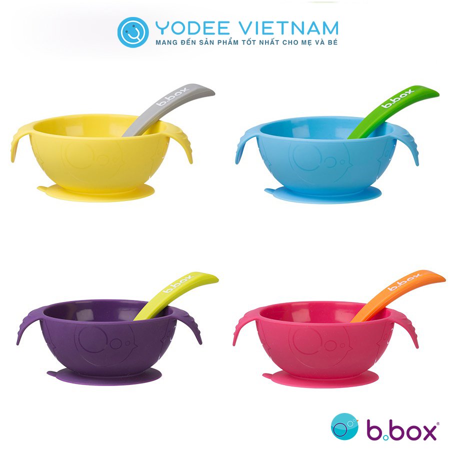 B.box Chén ăn dặm có đế hít chống trơn kèm muỗng silicone mềm mại cho bé