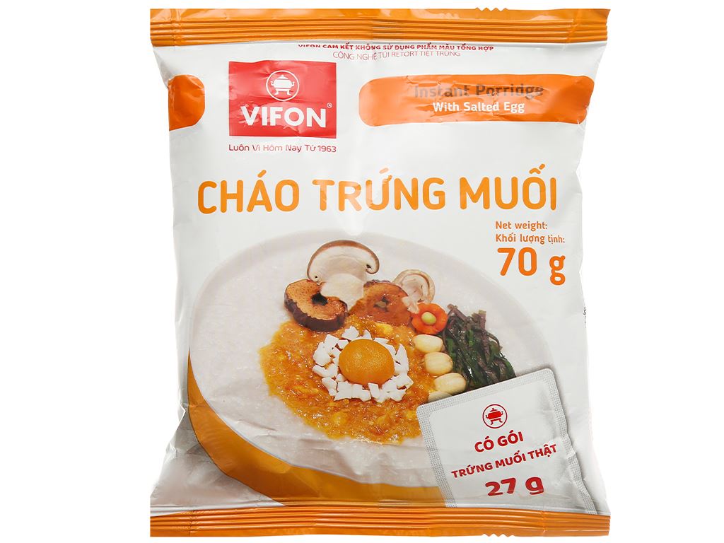 Cháo trứng muối Vifon gói 70g (có gói trứng muối thật)