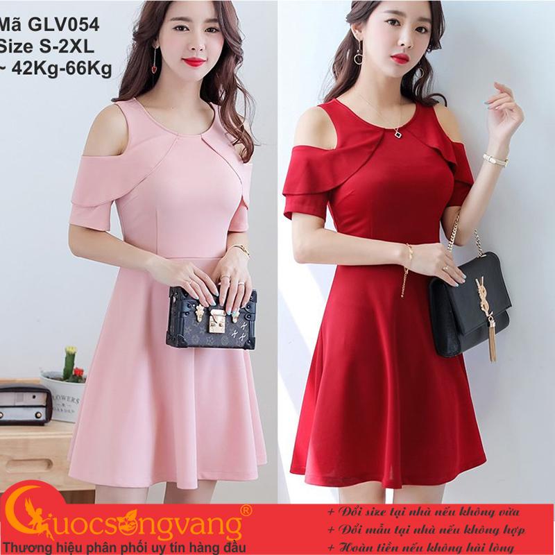 Váy đầm công sở đầm xòe hở vai glv054