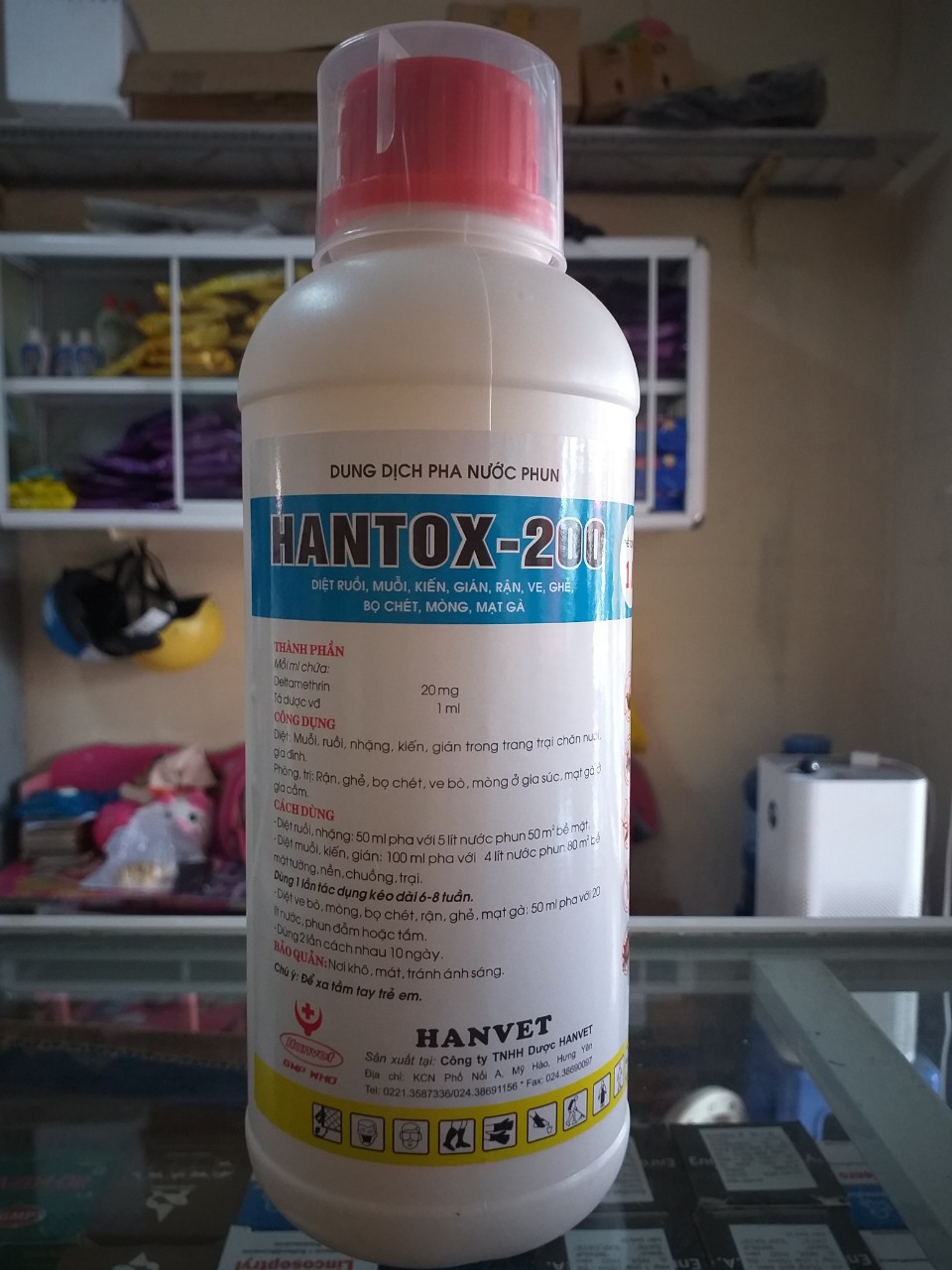 Hantox 200 diệt ruồi, kiến, gián, rận, mạt, ve, ghẻ, bọ chét - 1lít