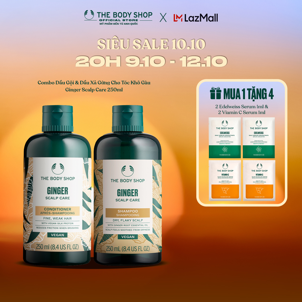 Combo Dầu Gội Và Dầu Xả Gừng Ginger Scalp Care 250ml The Body Shop