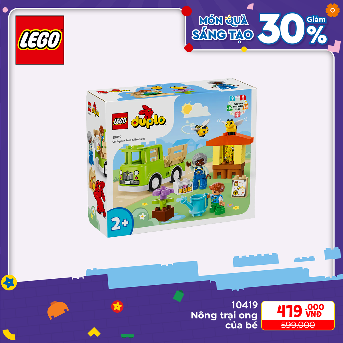 Lego duplo 10419 đồ chơi lắp ráp nông trại ong của bé