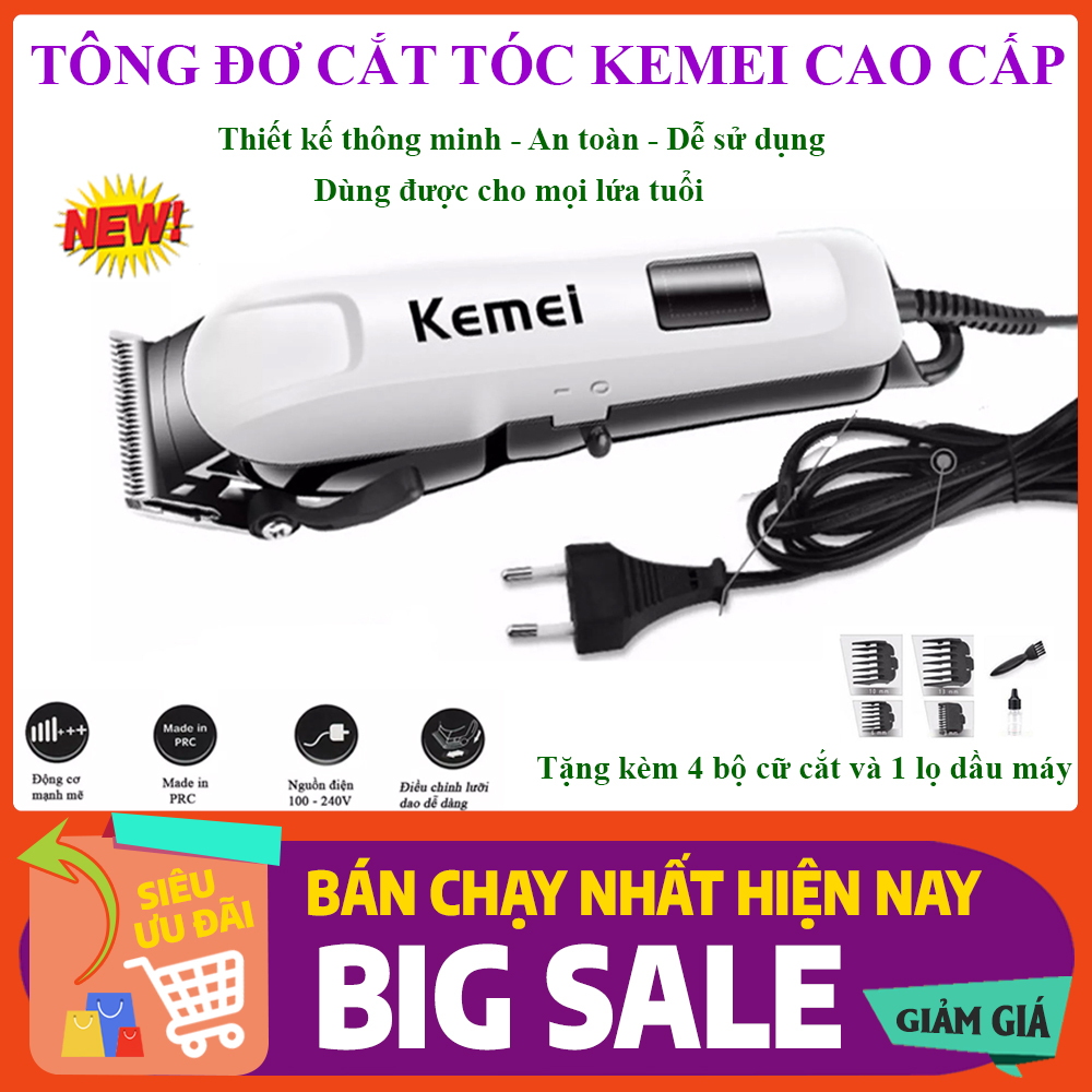 Tông Đơ Cắt Tóc, Tăng Đơ Tông Đơ Cắt Tóc Người Lớn & Trẻ Em , Tông Đơ Cắt Tóc Kemei . Thiết kế Hiện Đại, Động Cơ Mạnh Mẽ, An Toàn, Dễ Sử Dụng Với 4 Đầu Lược Cắt. Hãy  Mua Ngay!