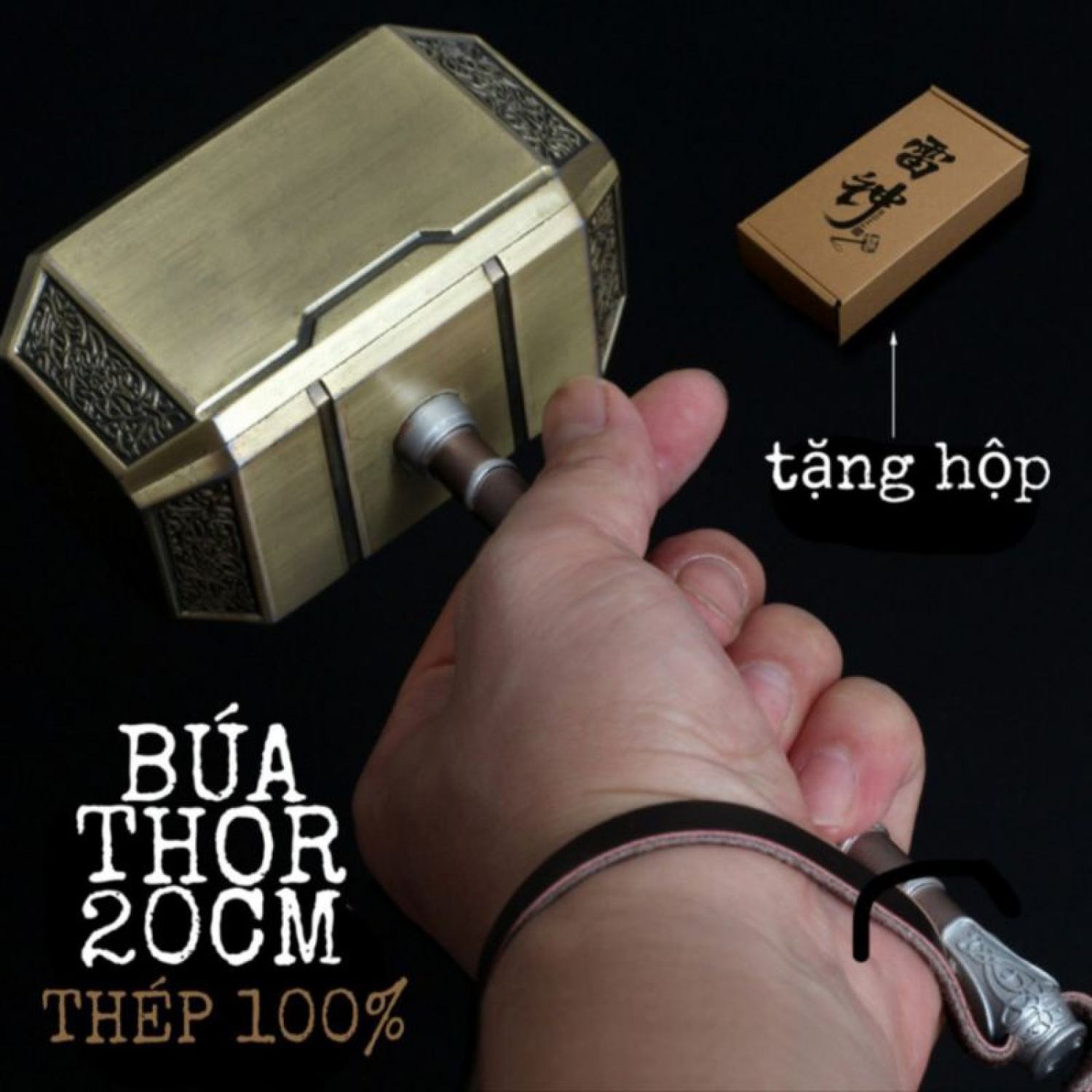Búa Thor Mjionir của Thần Sấm Bằng Kim Loại nguyên khối tỉ lệ 1:4 cực kỳ đẹp mắt