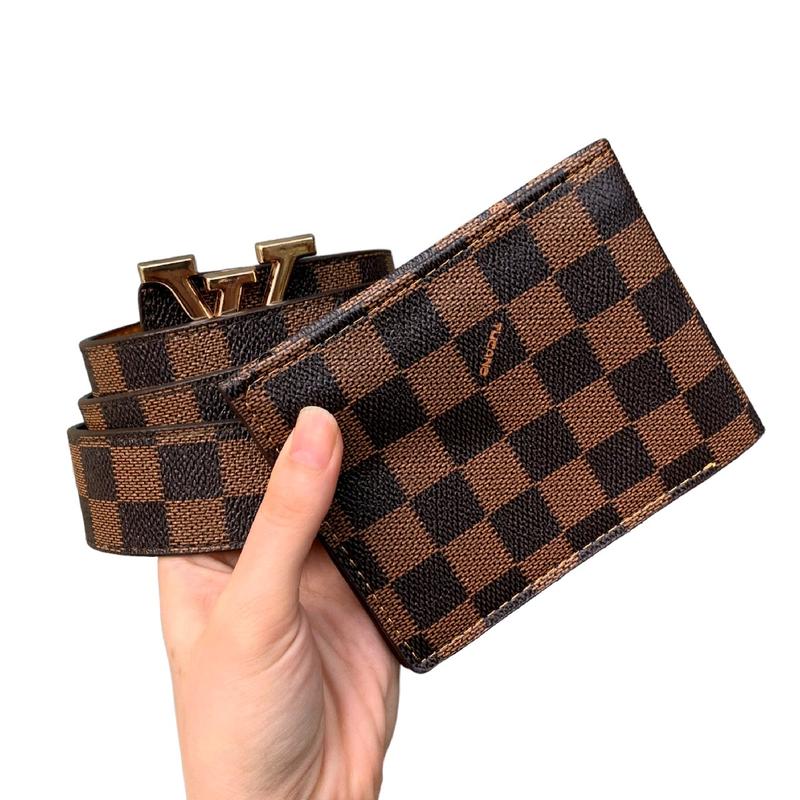 combo dây lưng ví da, ví caro, thắt lưng