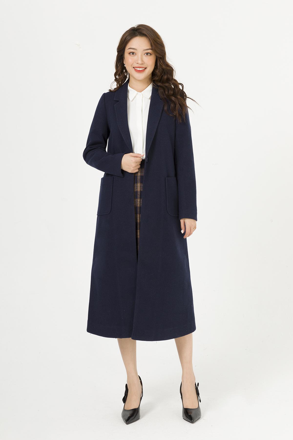 Áo khoác dạ dáng dài GBT011 LAMER L65W19T038-S3200 (Xanh tím than)