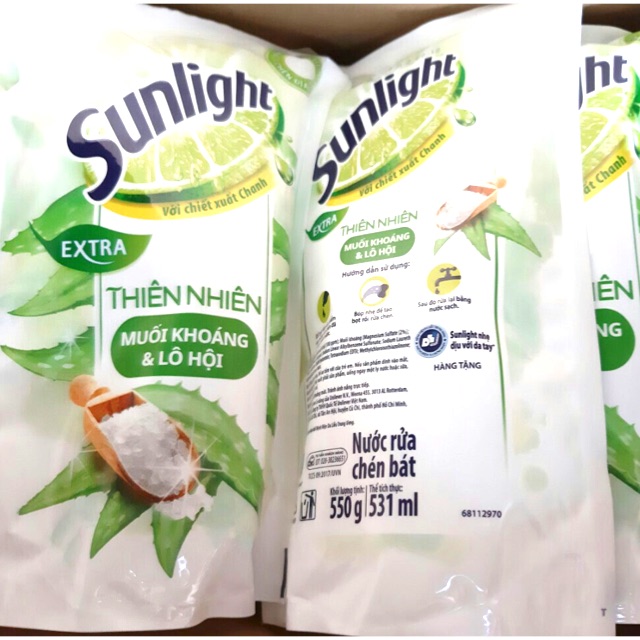 2 bịch nước rửa chén dĩa Sunlight 550g.