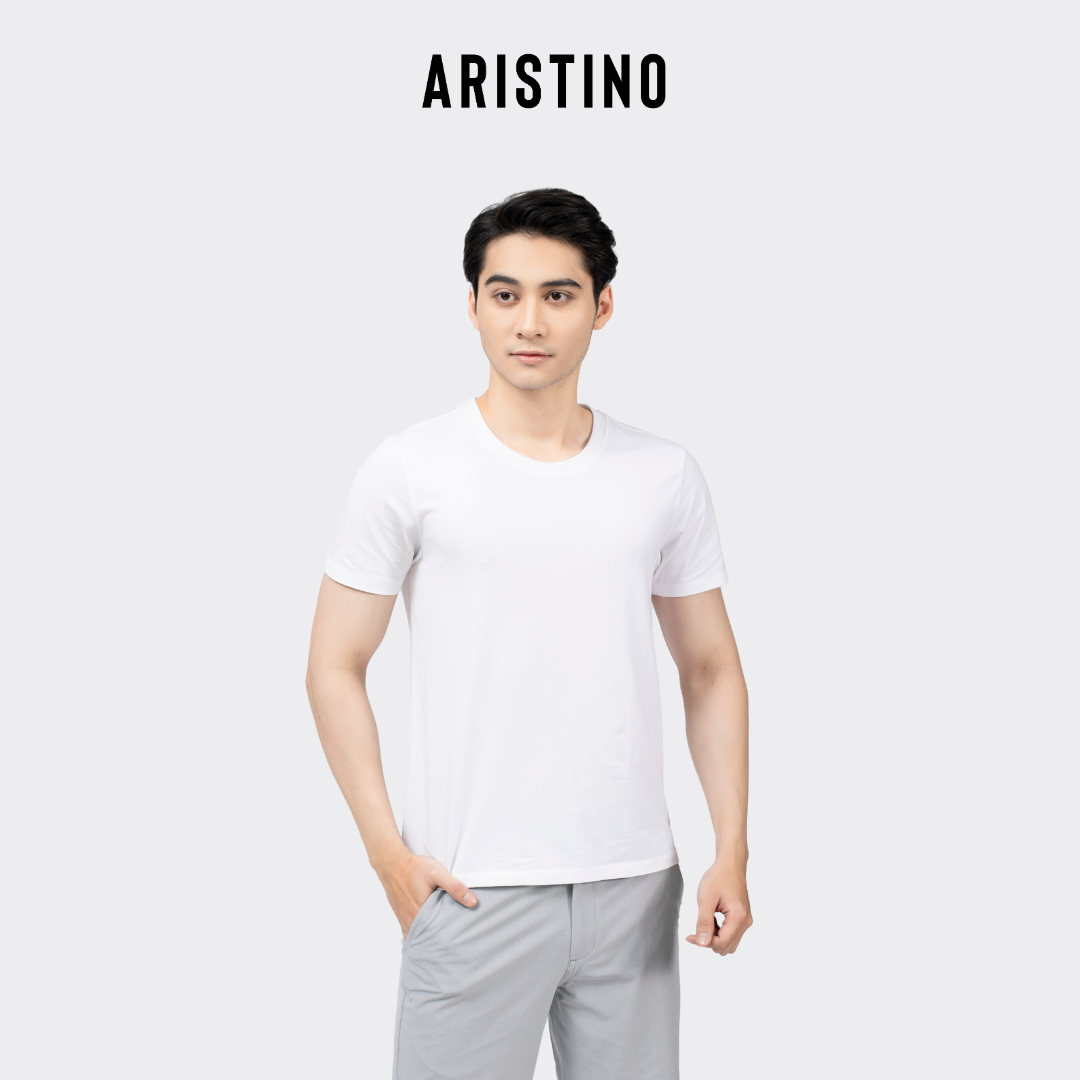 Áo thun nam ARISTINO kiểu dáng basic, chất liệu 100% cotton mềm mại, thân thiện với làn da - AC22