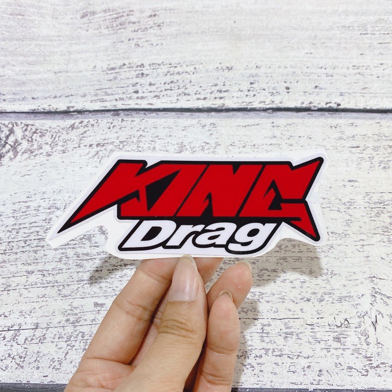 Decal tem chìm in bóng chữ King Drag size 4x11cm đủ màu sắc