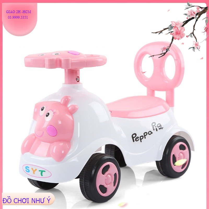 Xe chòi chân - xe lắc heo cho bé 2in1 có nhạc ,tựa lưng và cốp đồ chơi như ý