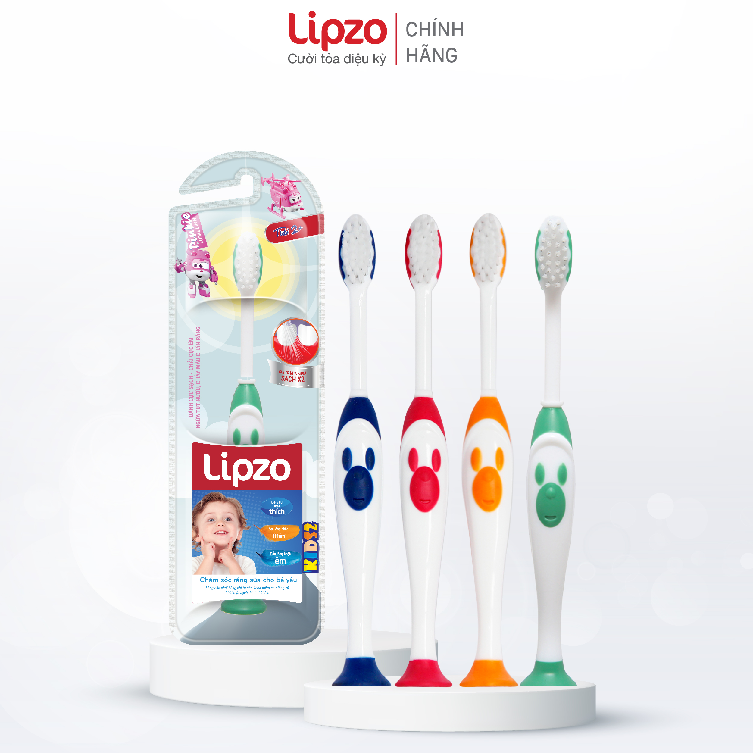 [Combo 4] Bàn Chải Đánh Răng Lipzo Kids S2 Hình Thú Ngộ Nghĩnh Lông Chỉ Tơ Nha Khoa Siêu Mảnh Kháng Khuẩn Dành Cho Bé Trên 5 Tuổi