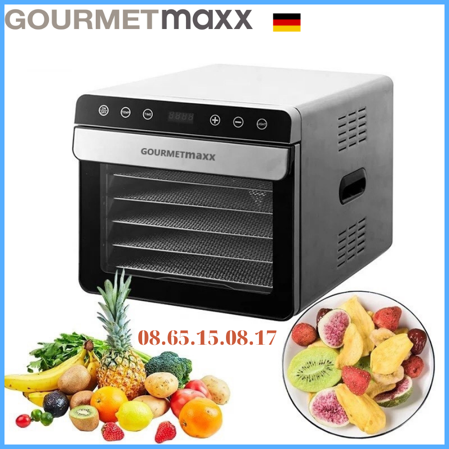 (Hàng Đức) Máy sấy thực phẩm GOURMETMAXX 8 khay - có đèn UV diệt khuẩn - chức năng sấy chén bát