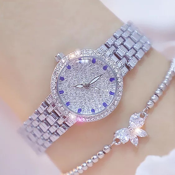 Đồng hồ nữ Bee Sister 1598 dây đính đá mặt viền đá đẳng cấp - shop bình minh