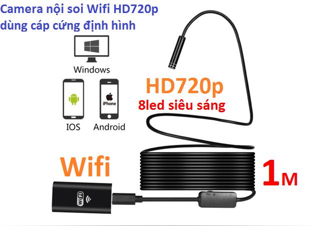 Camera nội soi dây cáp cứng định hình dài 1m phát Wifi tốc độ cao chuẩn HD720p