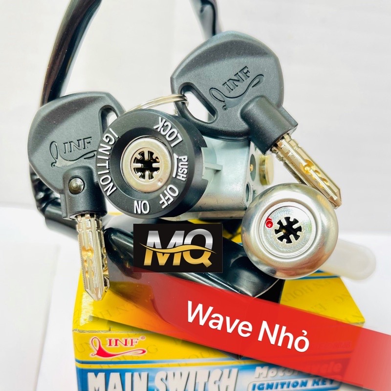 Bộ Ổ Khoá Xe Máy WAVE Nhỏ - 8 Cạnh Chống Trộm Tuyệt Đối ( Wave sản xuất trước năm 2006 & 1 Bộ Gồm Khóa Điện + Khóa Yên )