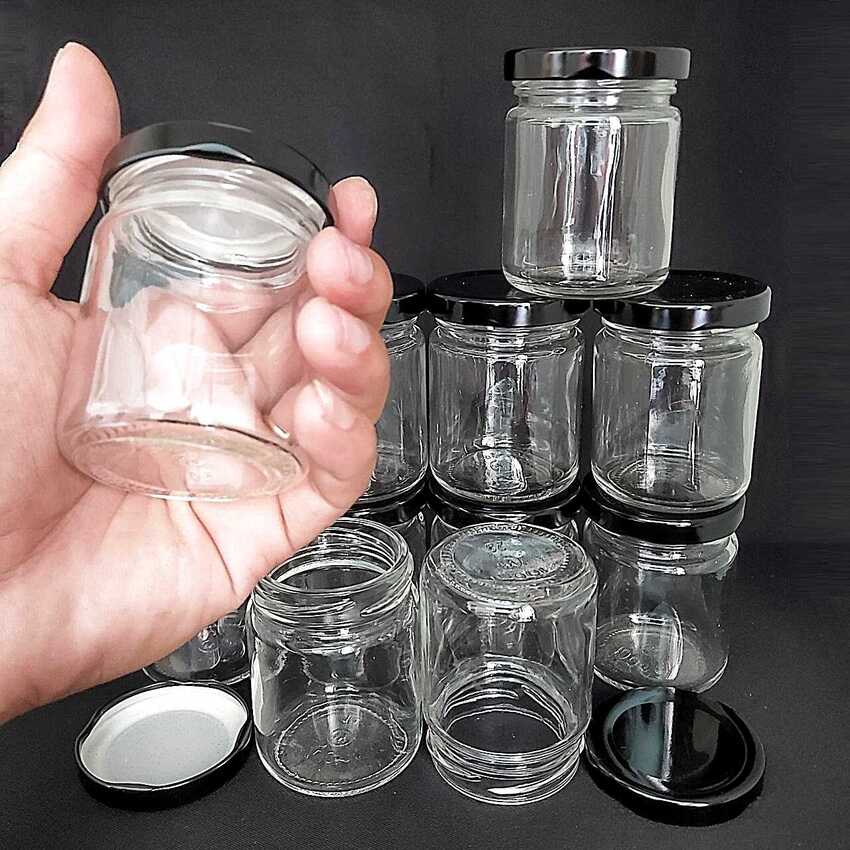 Hũ Thủy Tinh 100ML (combo 8 cái) nắp thiếc đen - Lọ thủy tinh 100ml - Lọ chưng yến - Hũ thủy tinh làm sữa chua