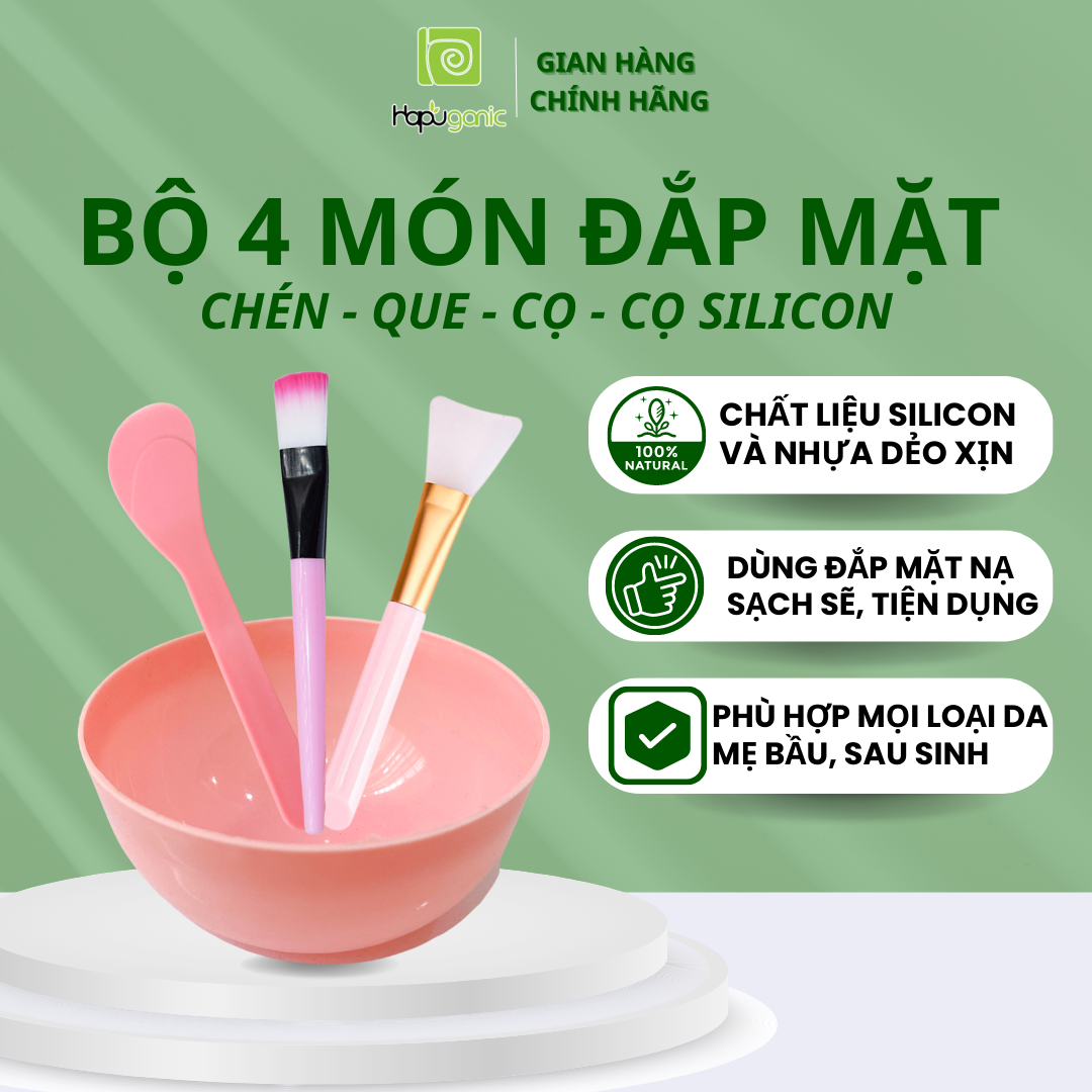 Bộ 4 món bát trộn que nhựa đắp mặt nạ Hapuganic
