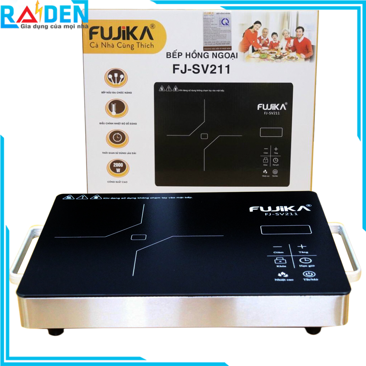 Bếp Điện Hồng Ngoại 2000WBếp Nấu LẩuBếp Hồng Ngoại Đơn Fujika FJ-SV211/Nk-Media SV222 Mặt Kính Ceram