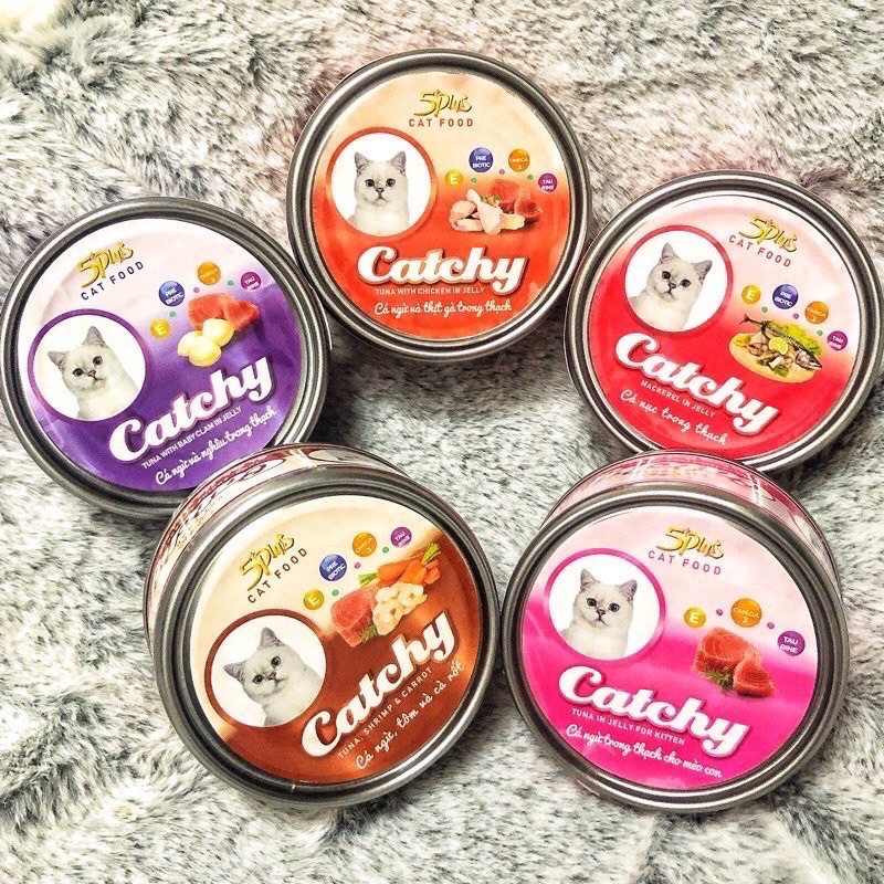 Pate 5 plus catchy cho thú cưng lon 170gram