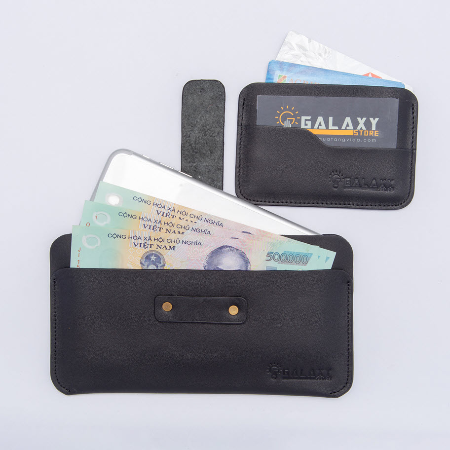 Combo Bộ 2 Ví Bóp Dài Ví Mini Nhỏ Da Bò Để Điện Thoại Card Thẻ Galaxy Store GVD01C1 - Hàng Chính Hãng