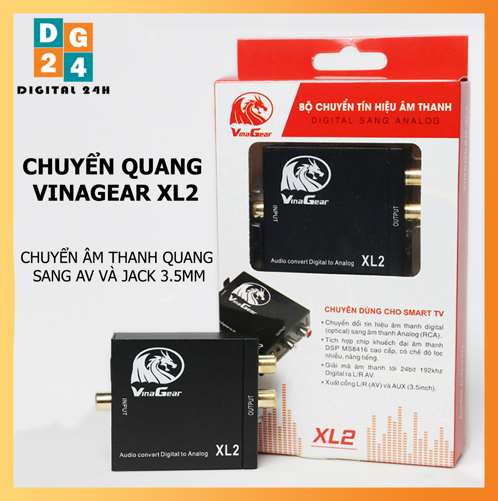 Bộ chuyển đổi tín hiệu âm thanh tivi 4k optical xl2 sang loa âmply tặng kèm dây quang