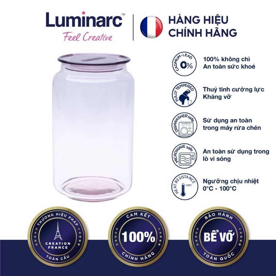 Bộ 3 hũ thuỷ tinh luminarc rondo pink 1l- luhul0365