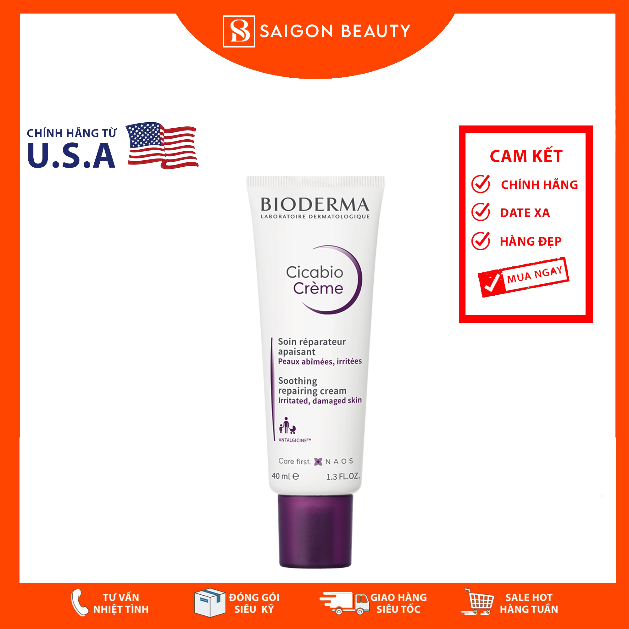 [HCM]Kem dưỡng Bioderma Cicabio Crème (40mL)