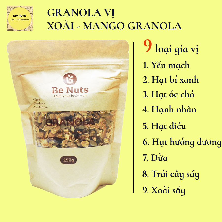 [HCM]Hạt Ngũ Cốc - GRANOLA vị muối xoài có 9 loại hạt  250 Gram