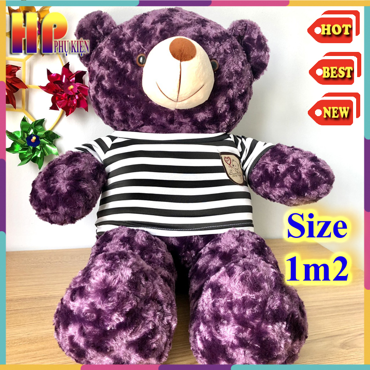 Gấu bông teddy màu tím than , loại 1m2 rất dễ thương làm quà tặng 8 3, 14 2