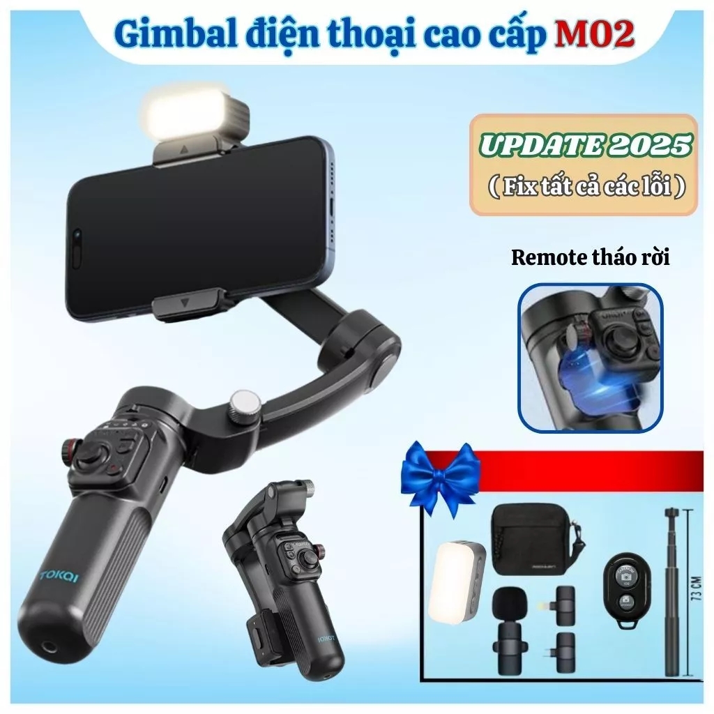 Gimbal TOKQI M02 cao cấp, Gimbal chống rung cho điện thoại hỗ trợ quay phim, chụp ảnh chuyên nghiệp