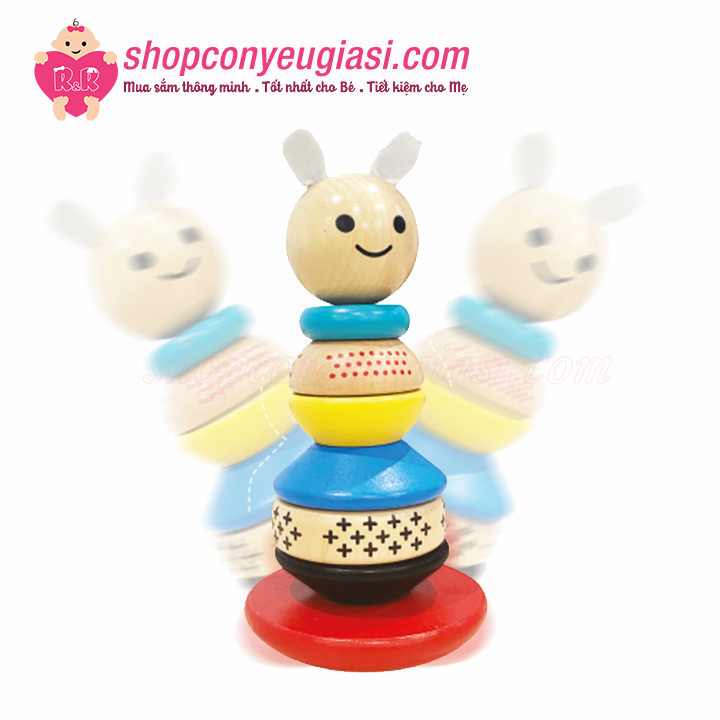 [HCM]Bộ Xếp Gỗ Lật Đật Hình Thỏ - Cho Bé Vui Chơi Học Tập