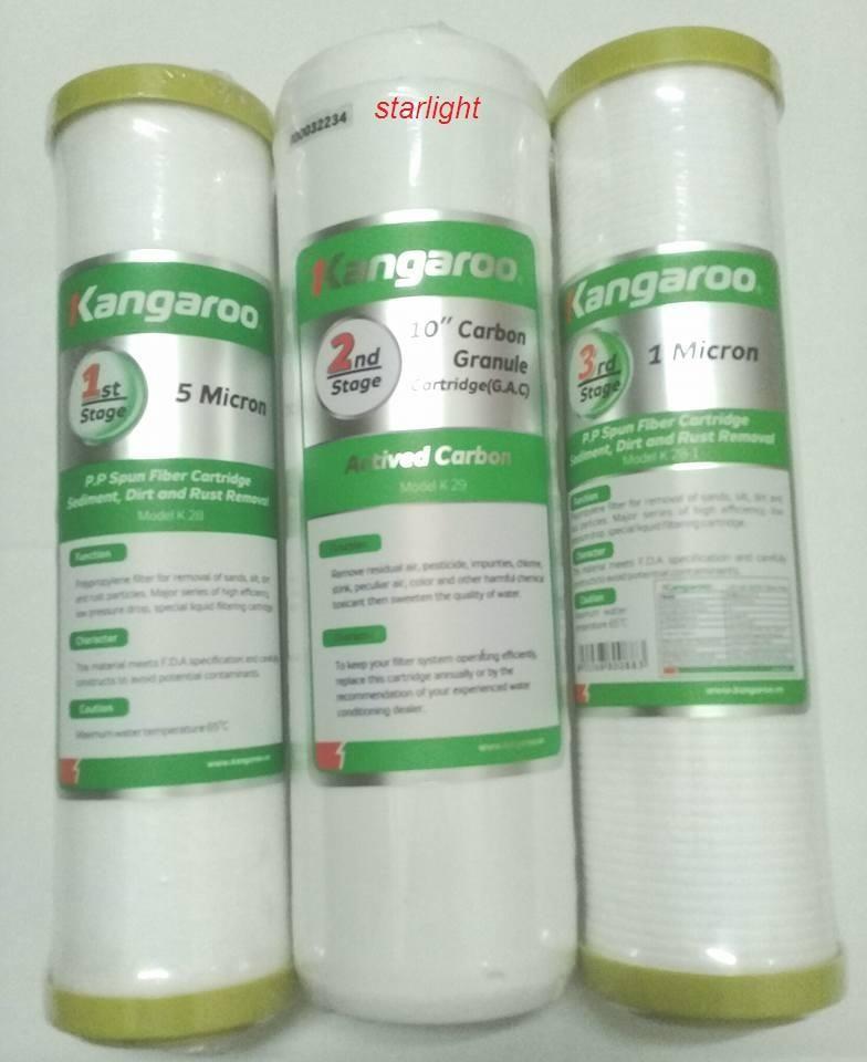 Bộ lõi lọc nước  kangaroo số 1,2,3 dùng cho máy lọc nước kan.ga.roo --MH